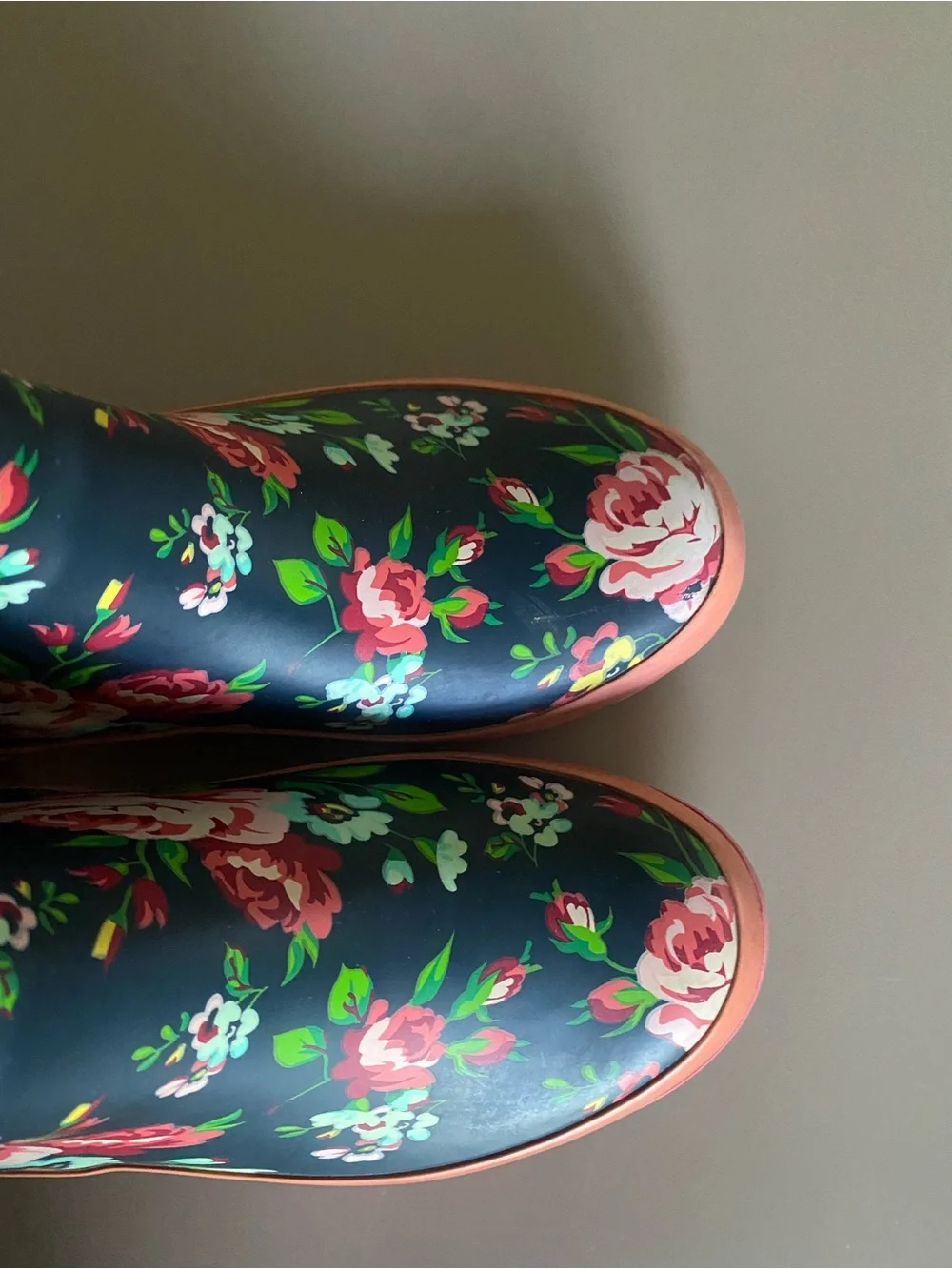 Western Chief Girls Navy Floral Rain Boots with Pink Trim